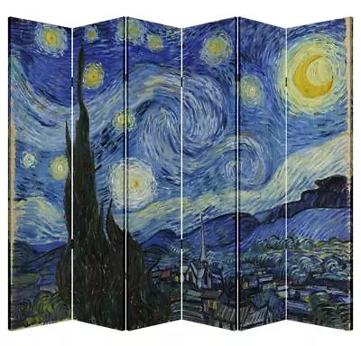 Van Gogh 6 Panel Folding Screen Canvas Privacy Partition Divider - Starry Night • $219.99