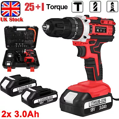 21V Cordless Combi Impact Drill Driver Electric Screwdriver With 2x3.0Ah Battery • £28.99