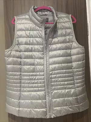 Laura Ashley Silver Feather Puffer Gilet-size 18 • £20