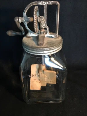 $120 • Buy Antique Dazey Glass Butter Churn With Wooden Paddles No. 40