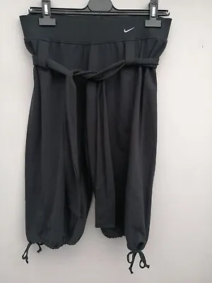 £19.99 • Buy Nike Studio Cropped Pants Black Dri Fit Bow Detail Size S  Pockets Waist 30 