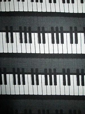 Piano Keyboard Music Black White Upright Cotton Fabric Fq • $4.19