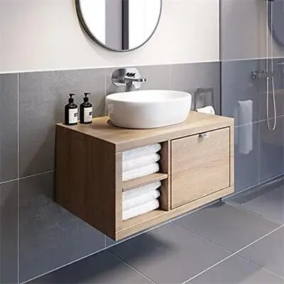 Bathroom Wall Hung Vanity Unit Sink Cabinet Wash Basin Sink Storage Drawer 800mm • £370.69