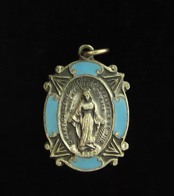 Vintage Mary Miraculous Blue Enamel Medal Religious Holy Catholic • $18.39