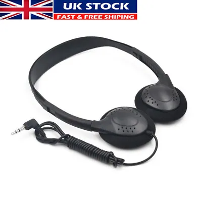 3.5mm Jack Lightweight Wired On-Ear Headphones Black For MP3 Player Phone Laptop • £5.99