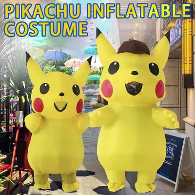 Mens Pikachu Inflatable Costume Child Pokemon Kids Mascot Anime Christmas Party • $17.99
