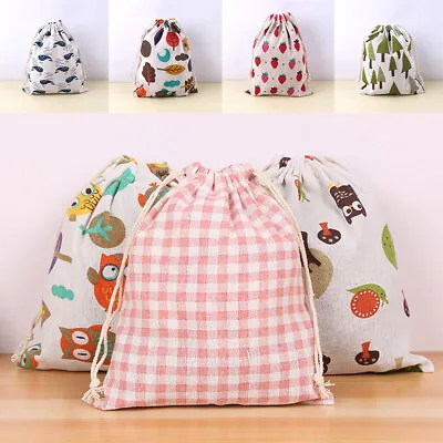 Drawstring Cotton Linen Storage Bag Gift Candy Organizer Christmas Gift Bags • £1.99