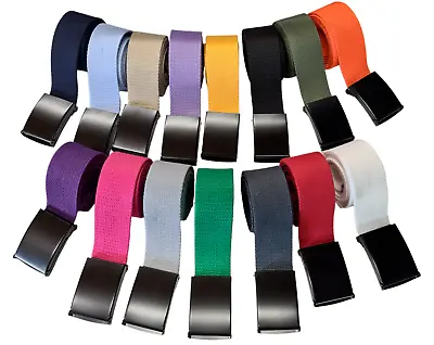 Unisex High Quality Canvas Fabric Webbing Belt Black Buckle Army Style • £5.49