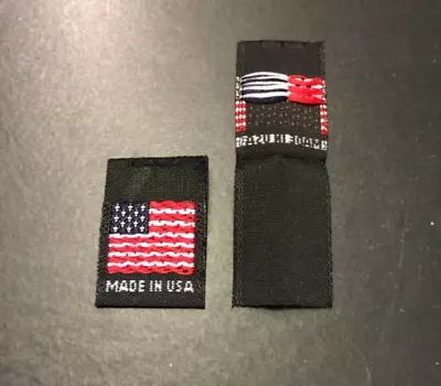 500Pcs MADE IN U.S.A FLAG Black Centerfold Label Single Sided Garment Tag Size • $24.99