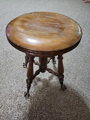 Antique H. Holtzman & Sons Glass Claw Foot Adjustable Piano Swivel Stool Chair • $250