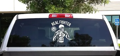 122-01 Real Fighter Skull My Thai MMA Boxing Knuckle Logo Vinyl Sticker Decal  • $7