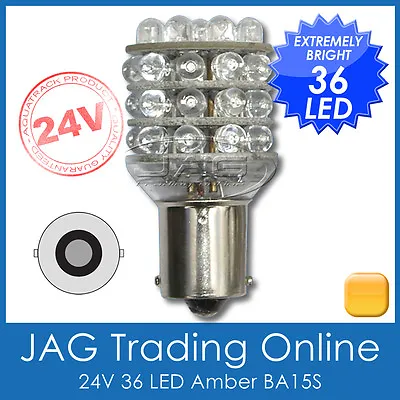 24V 36-LED BA15S 1156 AMBER INDICATOR AUTO LIGHT GLOBE - TRUCK/BUS/TRAILER/4x4 • $18.65