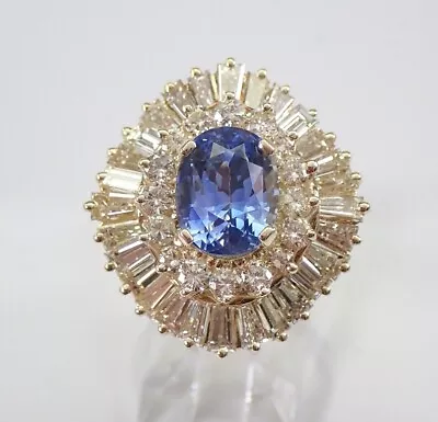 2.60Ct Oval Lab-Created Tanzanite Cluster Engagement Ring 14K Yellow Gold Plated • $122.30