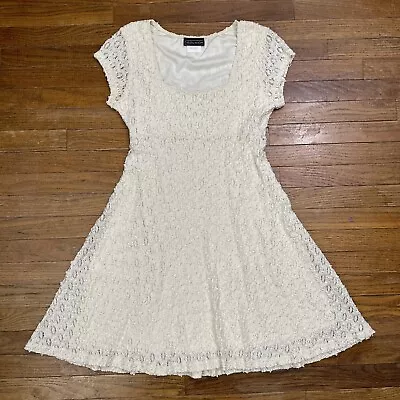 Vtg Ceduxion Off White Stretch Nylon Lace Lined Coquette Baby Doll Dress Sz Med • $24