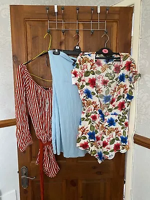 NEW BNWT Forever 21 Playsuit Dress Bundle Baby Blue Skater Red Size XL 12 14 • £14.99