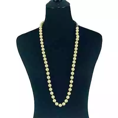 Hong Kong Vintage Ivory Pearls 0.5” Ivory Necklace Length 35.5” • $31.50