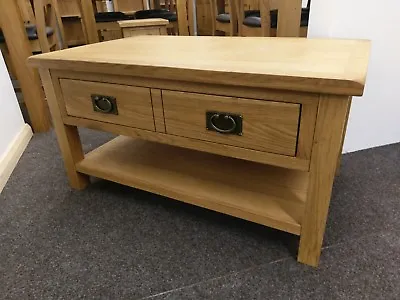 Baysdale Rustic Oak Coffee Table With Drawers / Occasional Storage Table • £249