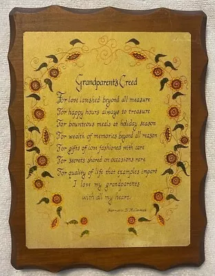 Vintage Grandparents Poem Wood Wall Plaque Sign 9x7 Scalloped Edge 1970s Retro • $6.95