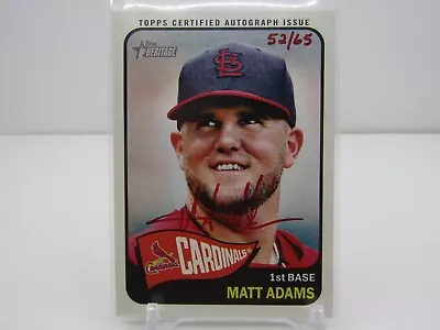 Matt Adams 2014 Topps Heritage Real One Red Ink Autograph Auto #52/65! • $39