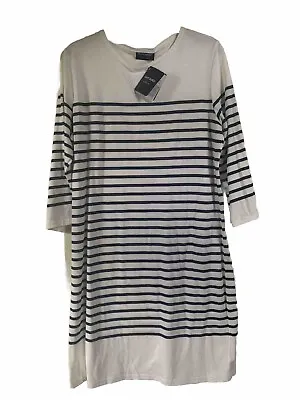 Lovely Saint James Navy And White Stripe Dress Size 14 • £9.99