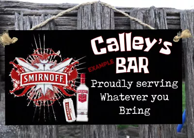 Smirnoff Wooden Sign Plaque Country Personalised Beer BarGARAGEShed Home • $15