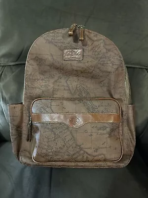 Patricia Nash Coated Canvas Map School Travel Padded Large Leather Trim Backpack • $99.99