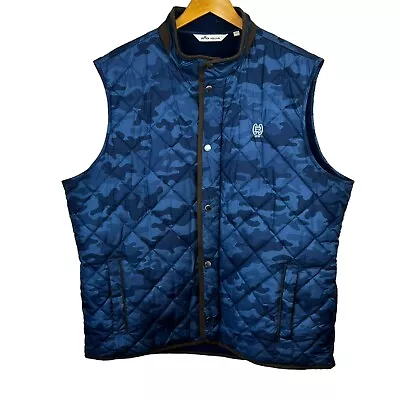 Peter Millar Blue Camo Crown Micro Shearling Fleece Camo Vest Size XXL Quilted • $59.99