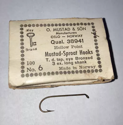 63 Mustad Sproat Fishing Hooks For Fly Tying Size 6 Qual 38941 Vintage Salmon • $12.50