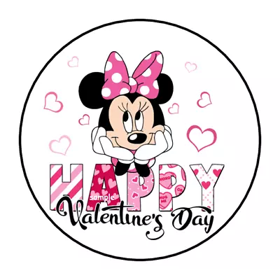 30 Minnie Mouse Valentines Day Stickers Envelope Seals Labels 1.5  Round Custom • $2.64