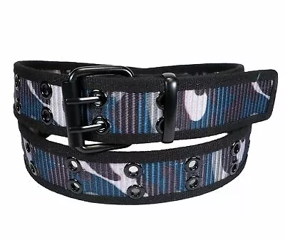 Men Women NYLON  2 Holes Row Grommet Stitched Canvas Fabric Military Web Belt • $8.95