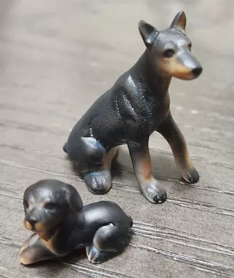 Doberman Dog And Puppy Vintage Miniature Original Family TINY CUTE HTF • $9.99