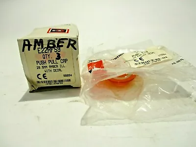 New Box Of 3 Cutler-hammer E22afs9 Amber Illuminated Push Pull Cap • $9.99