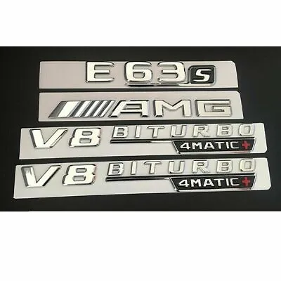 $24.97 • Buy Chrome E63s AMG V8 BITURBO 4MATIC+ Trunk Fender Badges Emblems For Mercedes Benz
