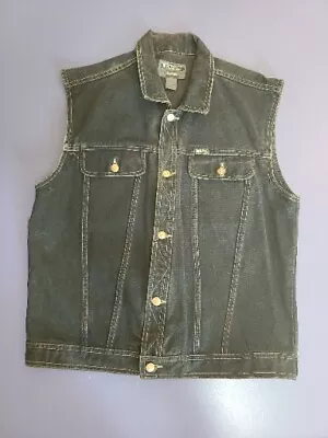 Introspect Vintage Size L Denim Jean Vest Harley Davidson HD Patch On Back • $34.88