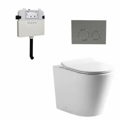 New 2023 RIMLESS Toilet Suite BACK TO Wall In Wall Concealed Cistern  SOFT CLOSE • $499