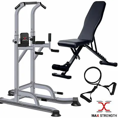 £109.85 • Buy Pull Up Power Tower Station Abs Exercise Bench Crunch Chin Ups Tower Workout Set