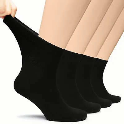 MEN Thin Diabetic Ankle BAMBOO Socks Solid Colors MEDIUM Casual 4-Pair • $18.95