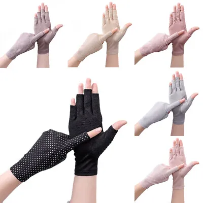 £3.57 • Buy Womens Gloves Sun Protection Fingerless Anti-UV Ultra-Thin Cotton Gloves Ladies