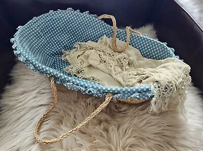 Vintage Woven Wicker Moses Baby Doll Basket Bed Boho Photography Prop Newborn • $24.99