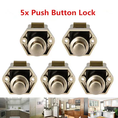 5x Push Button Catch Lock Caravan Motorhome RV Latch Knob Lock Drawer Cabinet UK • £8.99
