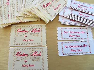 Personalized Sewing Labels 'Mary Jane' Woven Sew-In Fabric Tags 2 Styles 53 Tota • £12.35