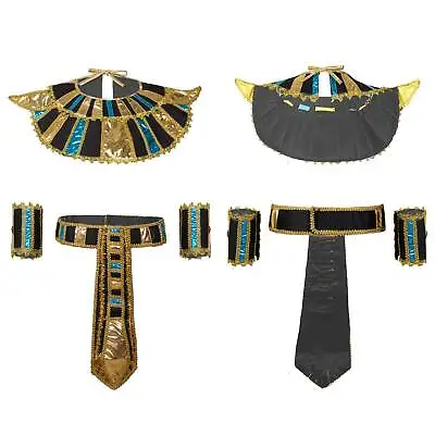 Men Women Egyptian Costume Accessories Includes Egyptian Belt Collar Wristbands • £22.07