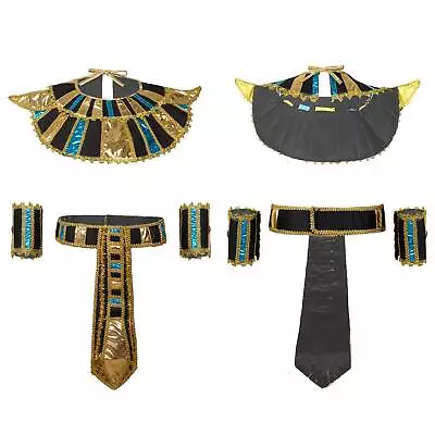 Mens Women Egyptian Costume Accessory Egypt Cosplay Belt Wristbands Neck Collar • £17.47