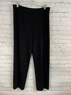 Exclusively Misook Sz Large Black Pull-On Pants Elastic Waist Knit Straight Leg • $29