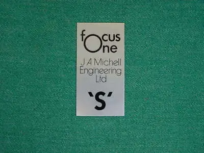 Unused Badge Name Plate For 1970's Michell Engineering Focus One  S  Turntable  • $29.95