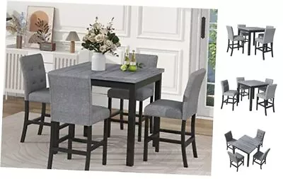 5-Piece Counter Black 5-Piece Counter Height Dining Table Set With Footrest • $622.38