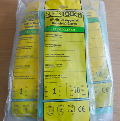 12 Pairs Supertouch Nitrile Industrial Glove Gauntlet Marigold Chemical Safety • £21