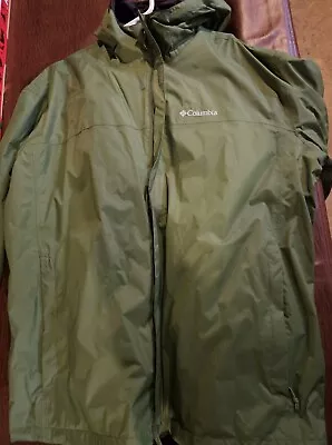 Columbia Omni Tech Mens Waterproof Jacket Rain Coat Size XXL Green Hood • $14.99