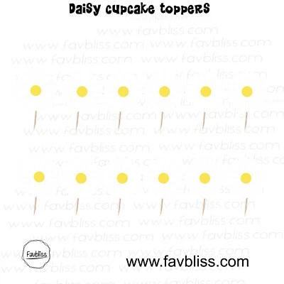 12x DAISY Cupcake Topper Cake Decoration Bday Party SINGLE Sided • $10