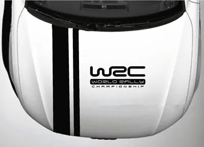 A Set Black Striped WRC Sports Car Front Hood Cover PVC Stickers Racing Decals • $12.99